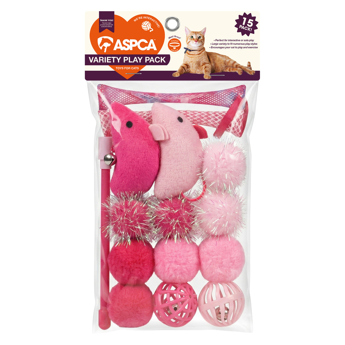 Aspca 15Pcs Variety Pack Cat Toys - Pink