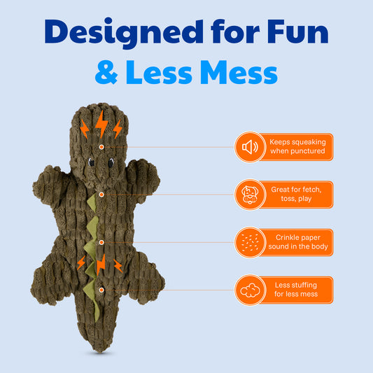 Akc Extra Crinkle Corduroy Dino Toy