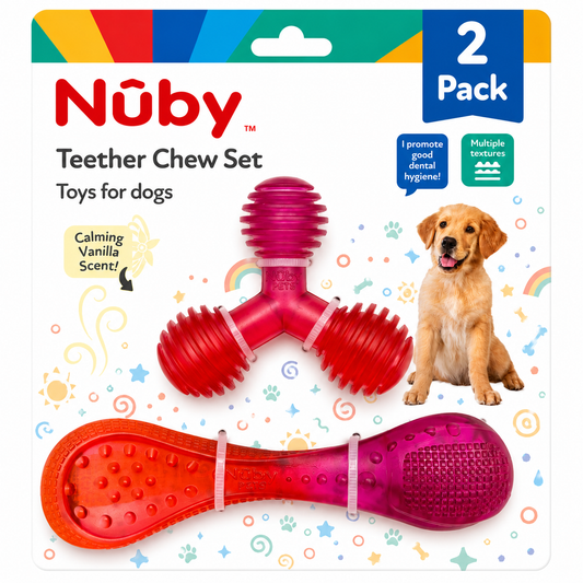 Nuby 2Pk 2 Tone Jack And Spoon Pvc Puppy Toy