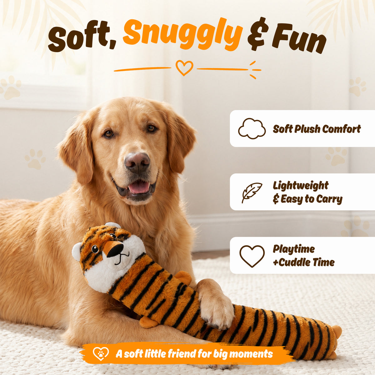 Bow Wow Long Body Tiger Plush Toy