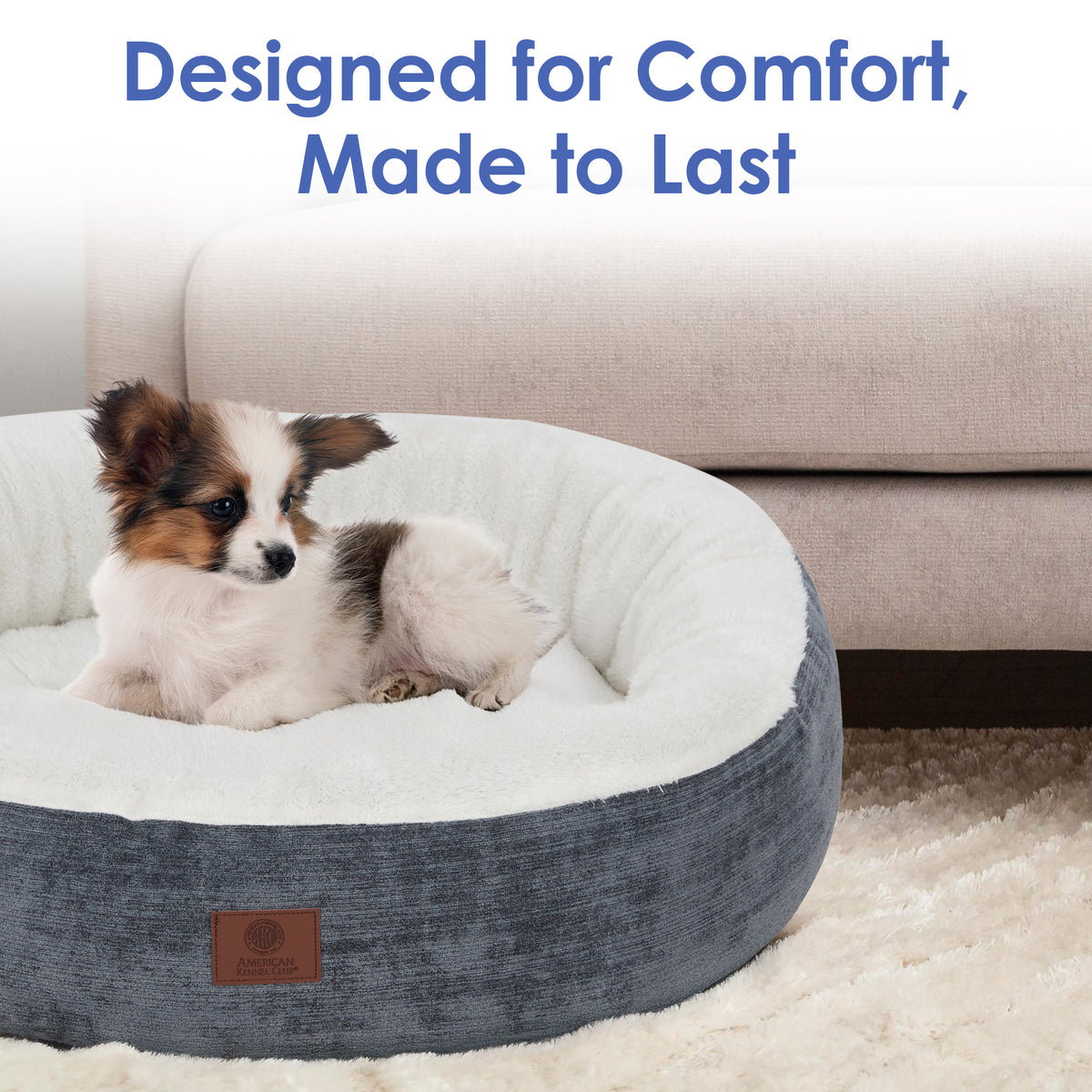 Akc Mason 25" Round Pet Bed Rolled Package Gray