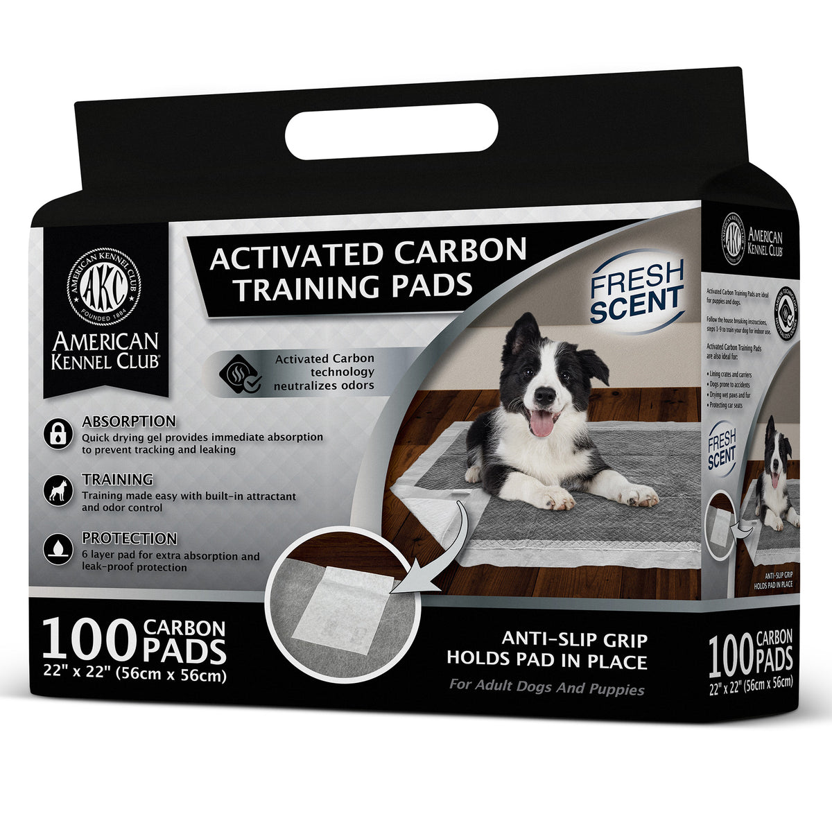 Akc 100 Ct Carbon Training Pads 22" X 22"