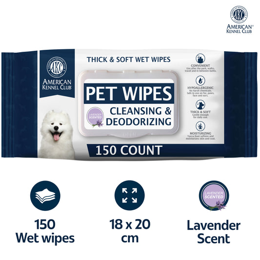 Akc Pet Wipes Lavender Scent 150Ct