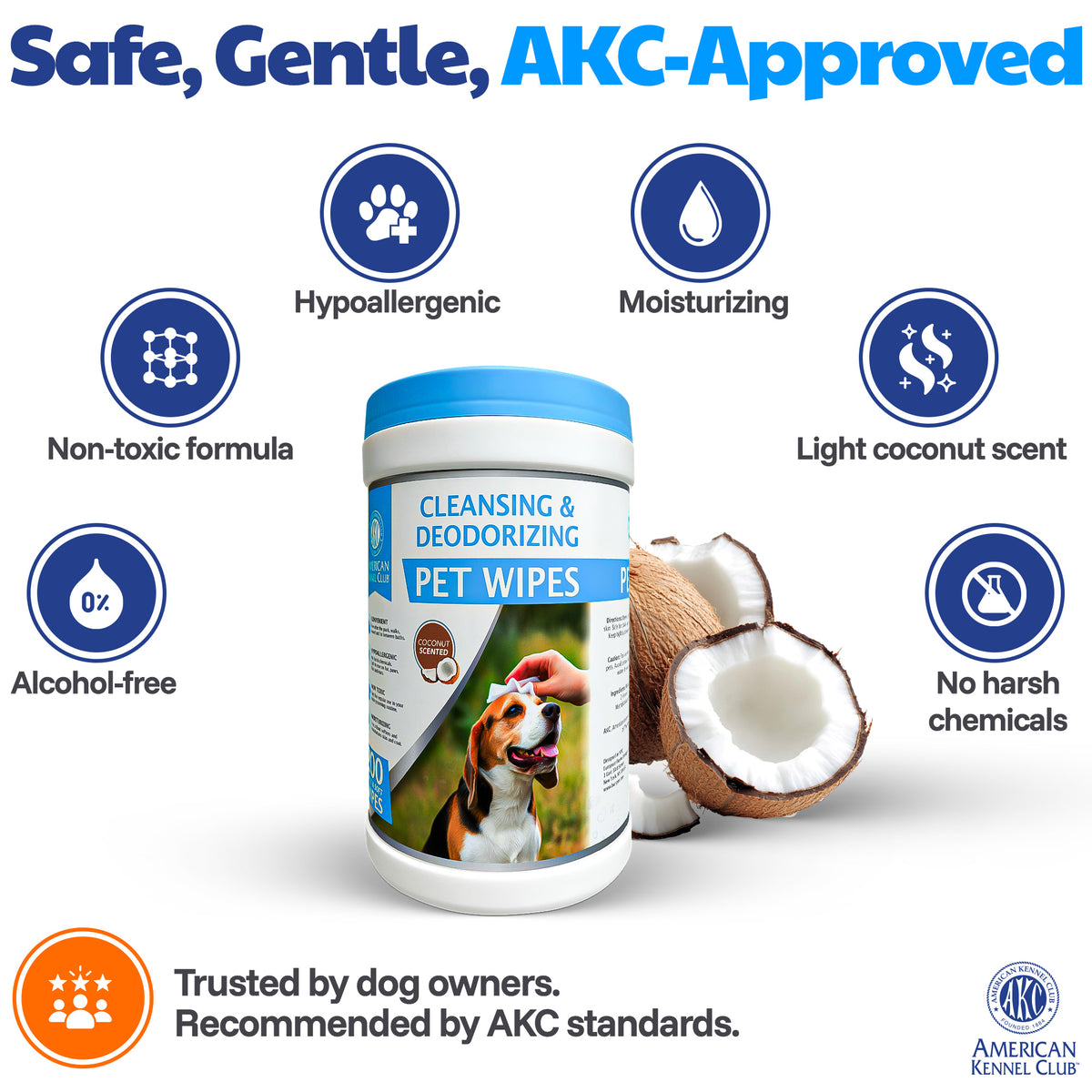 Akc Pet Wipes Coconut 200 Count Canister