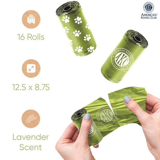 Akc 16 Rolls (240 Bags) Waste Bags, 15 Micro Green Bag With Fresh Scents