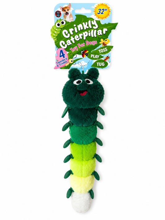 Bow Wow Squeaker And Crinkle Caterpillar Plush 32"