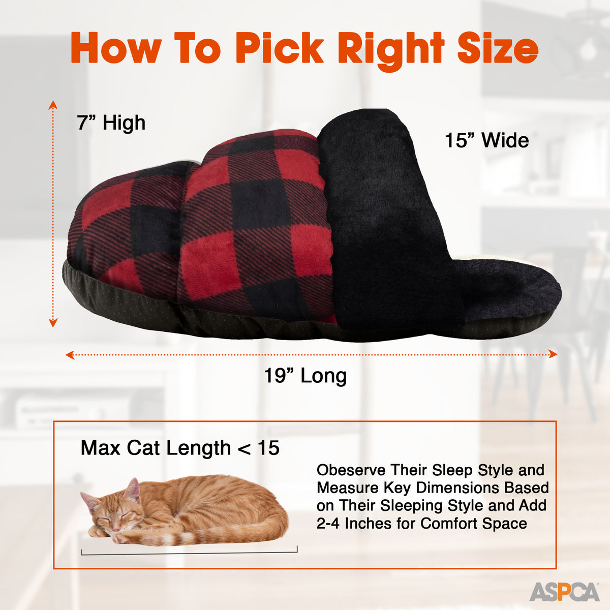 Aspca Cat Slipper Bed Red Buffalo Check