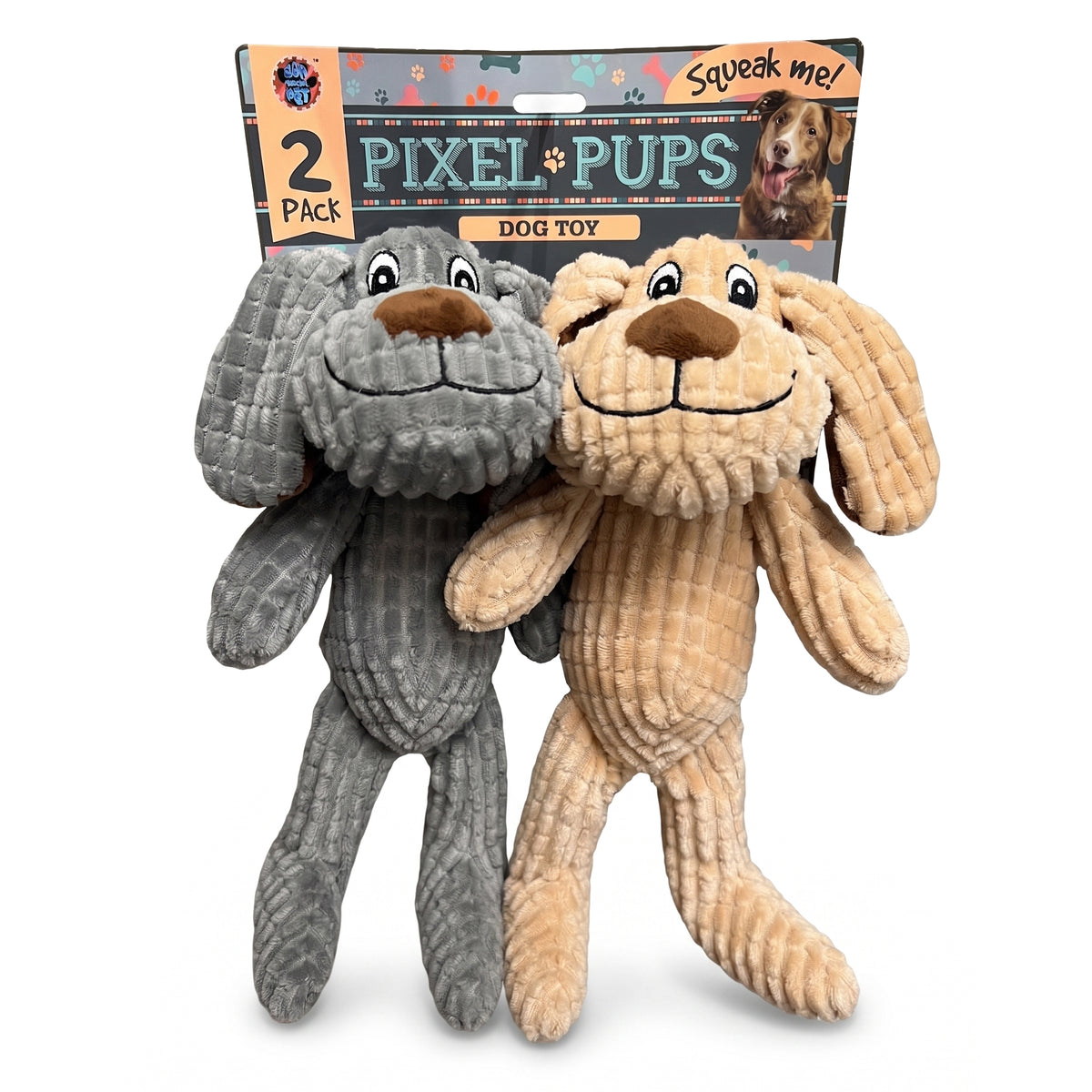 Bow Wow 2 Pk Everyday Pixle Pup Tan And Gray