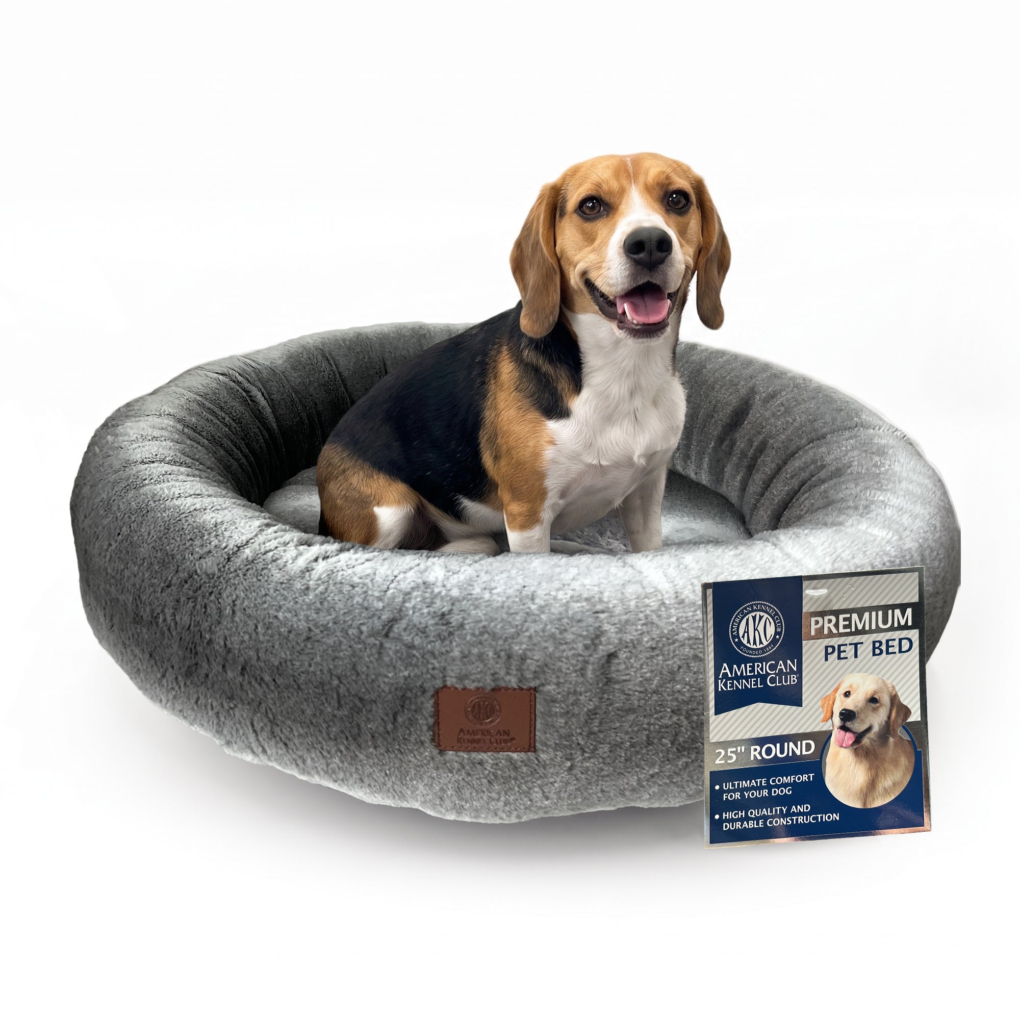 Akc 25" X 8" Ombre Fur Round Bed Gray
