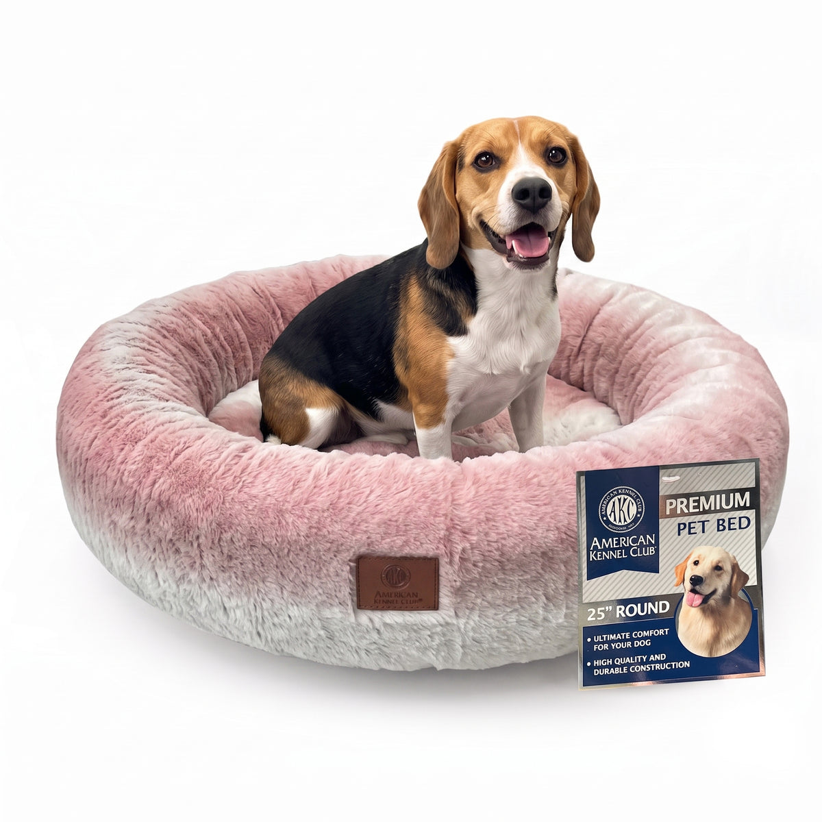 Akc 25" X 8" Ombre Fur Round Bed Pink