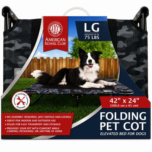 Akc Large 24" X 42" Pet Cot With Mesh Center Gray Camo