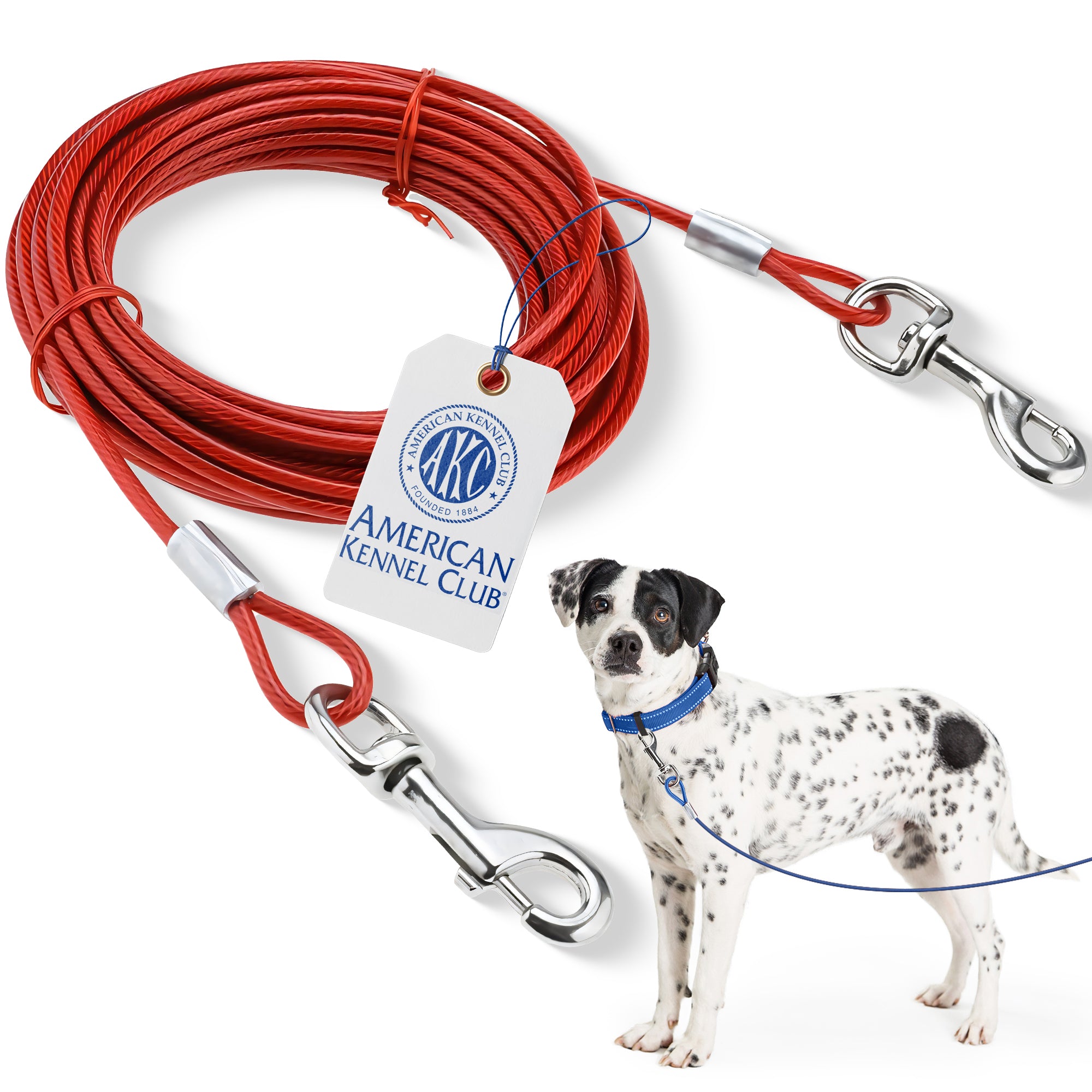 Akc Tie Out Cable 5Mm X 20Ft Red