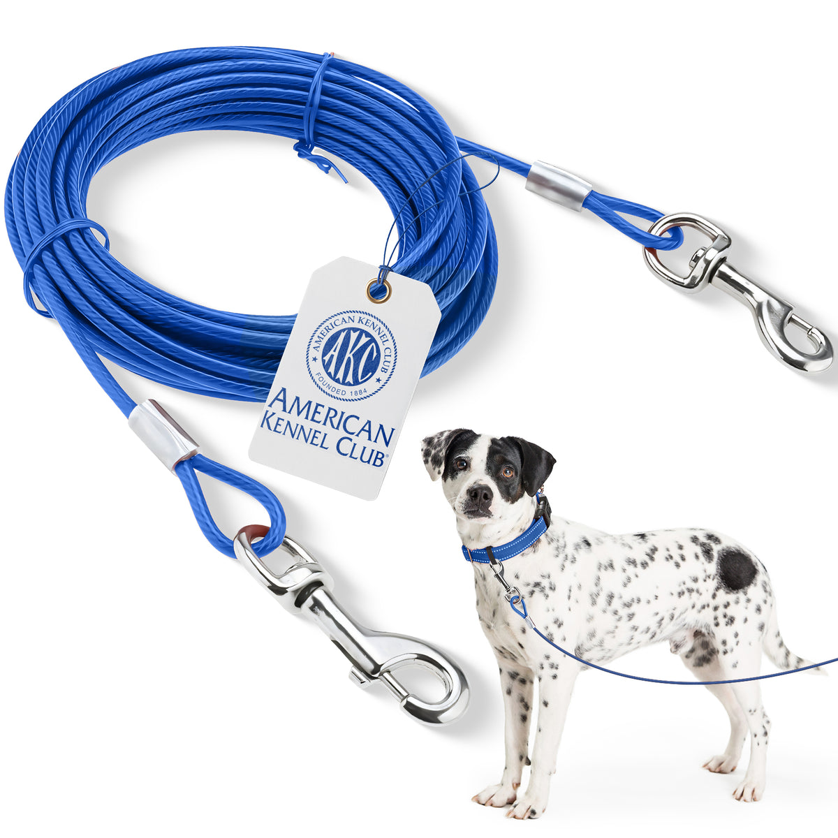 Akc Tie Out Cable 5Mm X 20Ft Blue