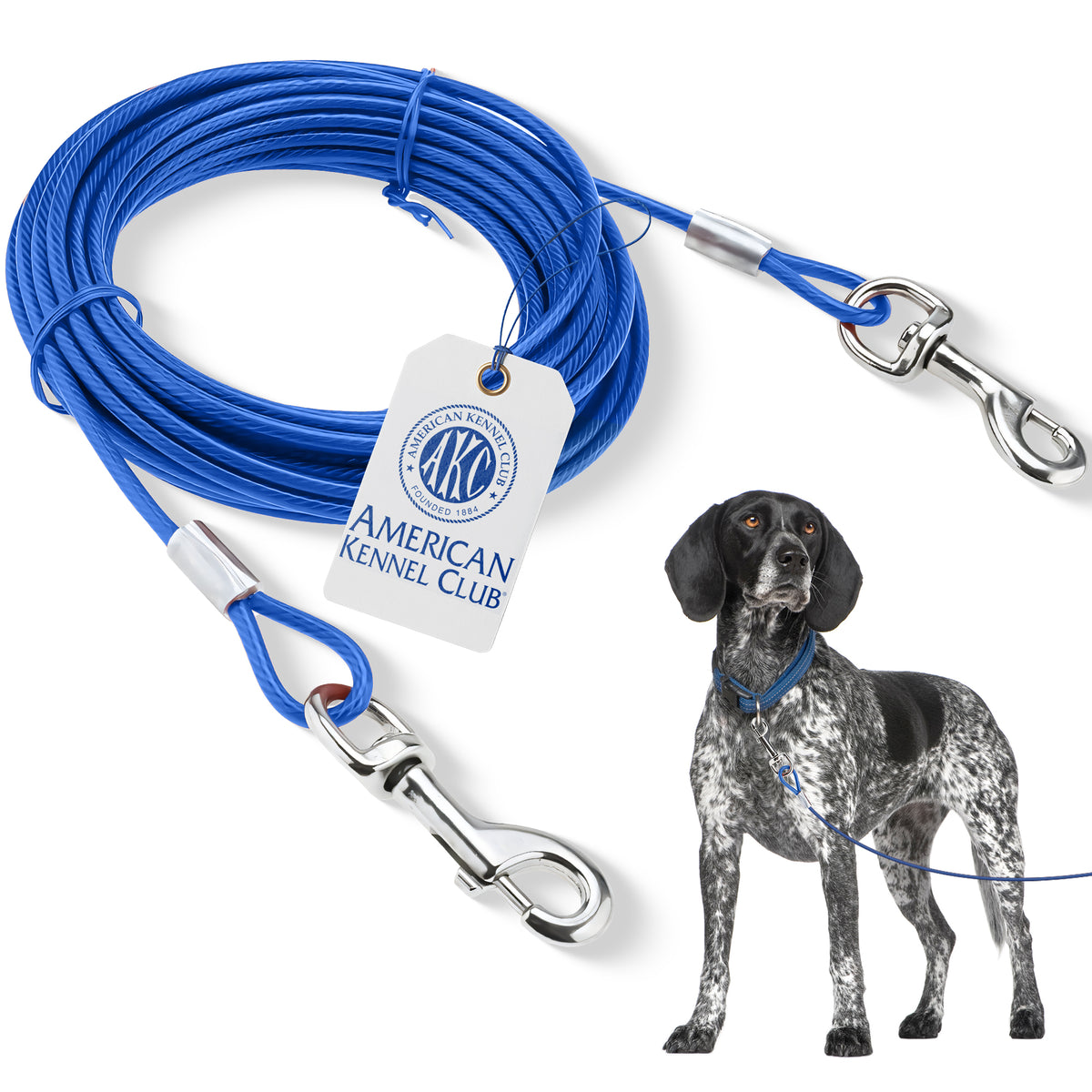 Akc Tie Out Cable 5Mm X 30Ft Blue