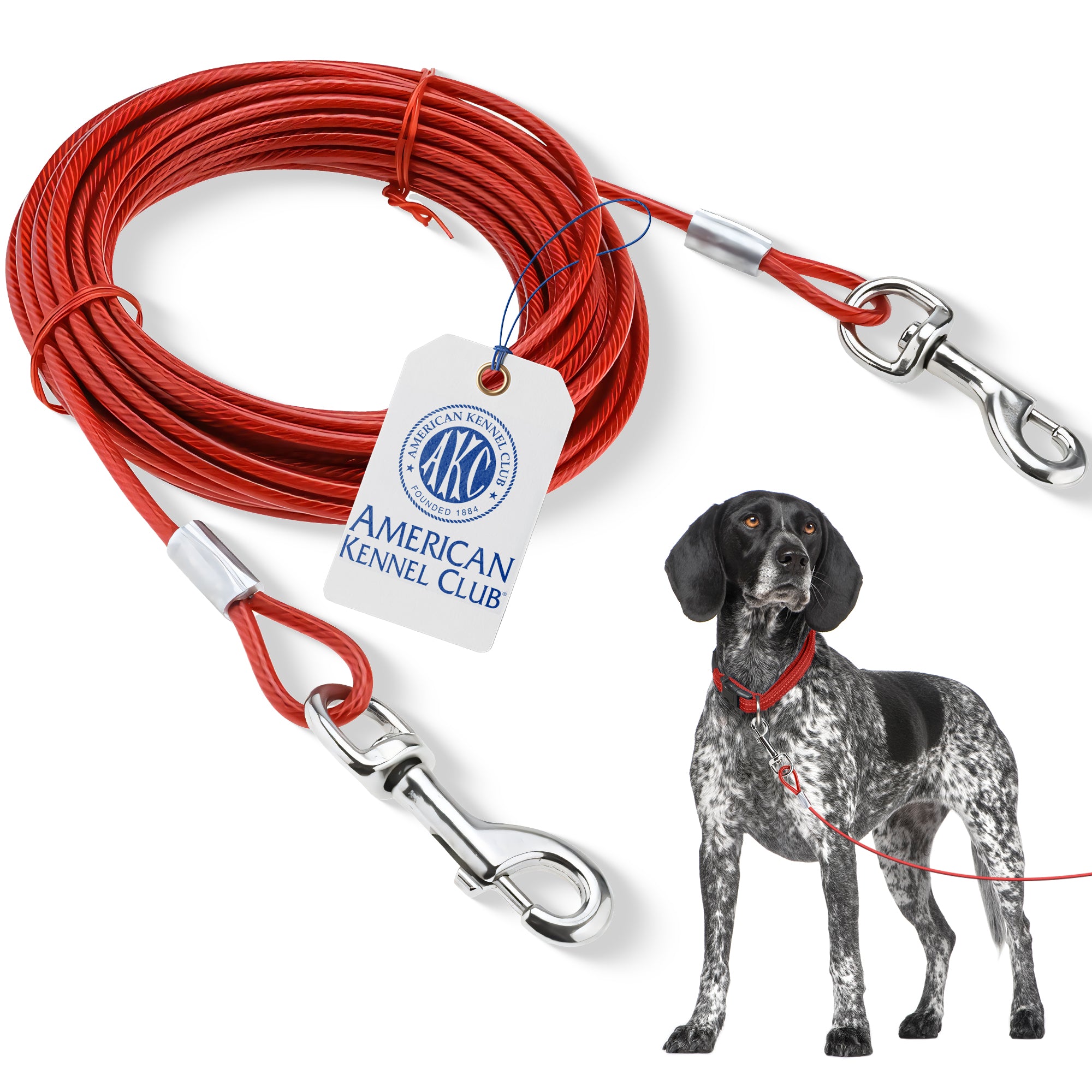 Akc Tie Out Cable 5Mm X 30Ft Red