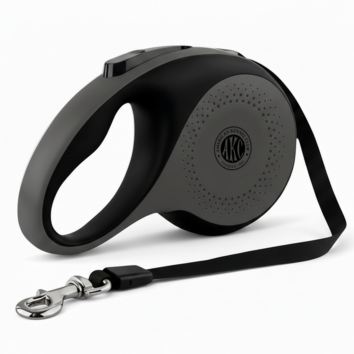 Akc Retractable Leash Xl 5M, 110 Lbs Dkgry/Blk