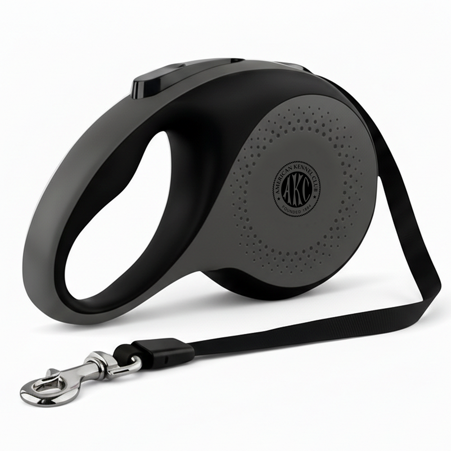 Akc Retractable Leash Xl 5M, 110 Lbs Dkgry/Blk