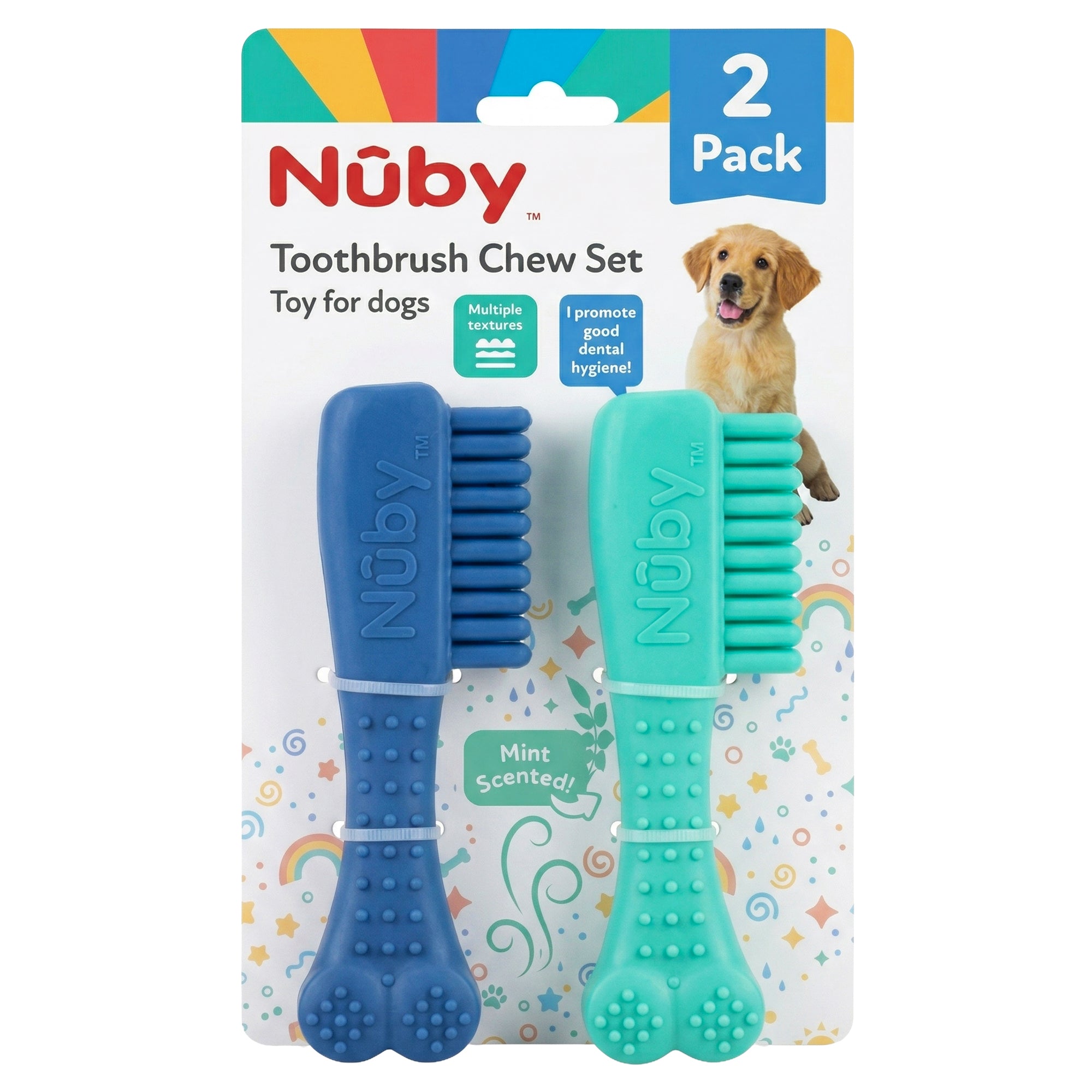 Nuby 2 Pk Tpr Toothbrush Puppy Toy
