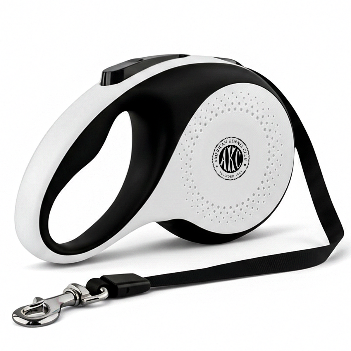 Akc Retractable Leash Xl 5M, 110 Lbs Wht/Blk