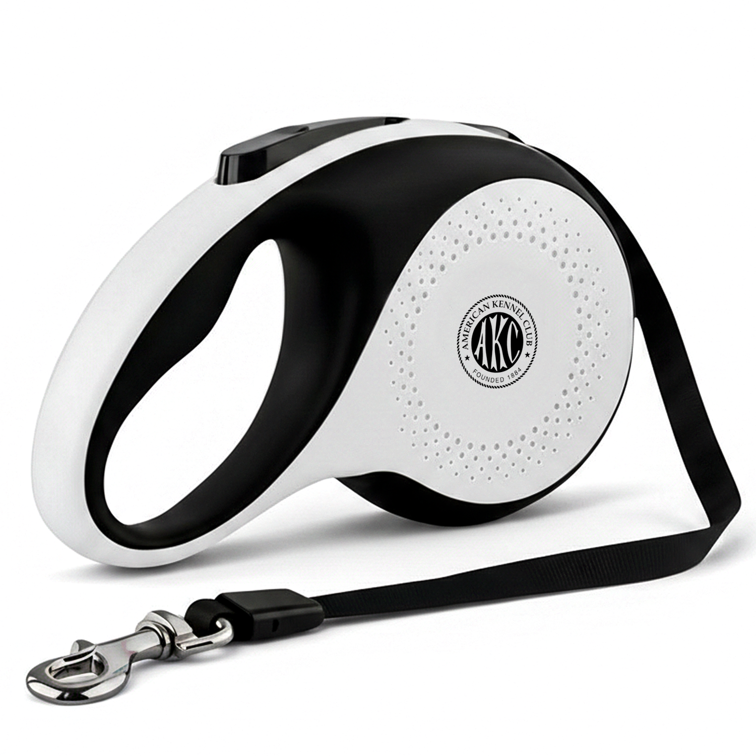 Akc Retractable Leash Xl 5M, 110 Lbs Wht/Blk