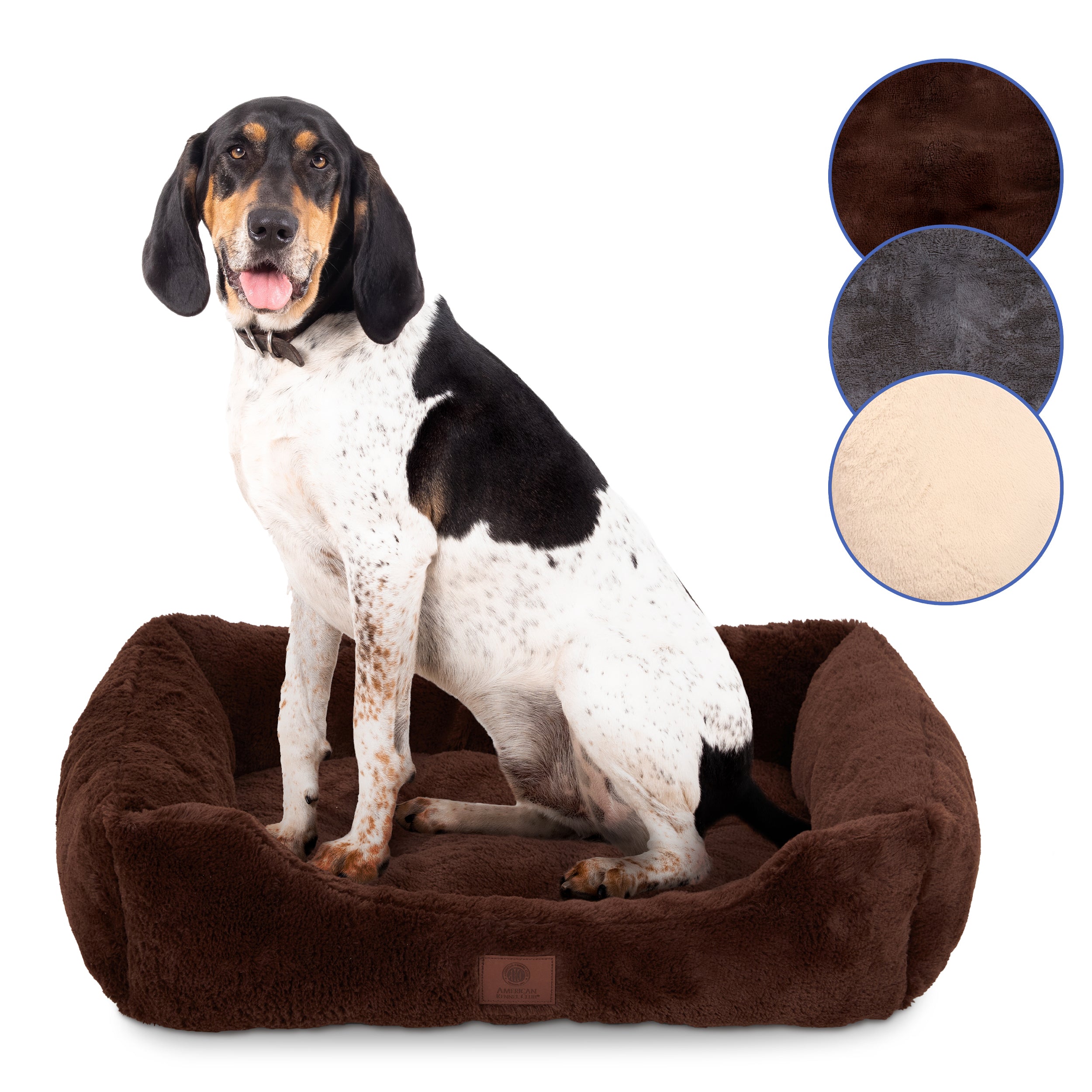 Akc Plush 25" Cuddler Pet Bed Rolled Package Brown