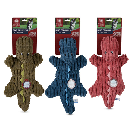 Akc Extra Crinkle Corduroy Dino Toy