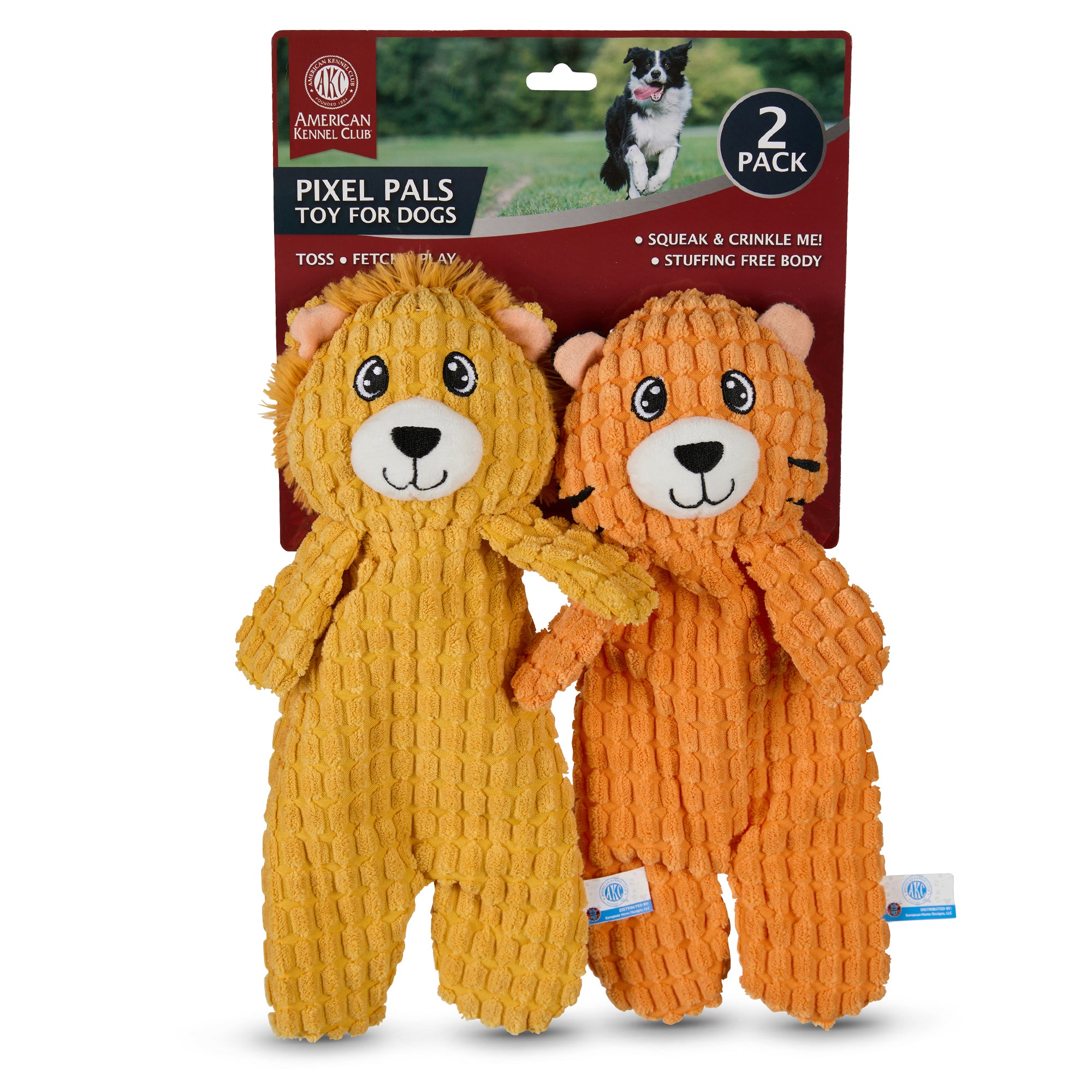 Akc 2 Pk Medium Pixel Tiger And Lion Animal Toy Set