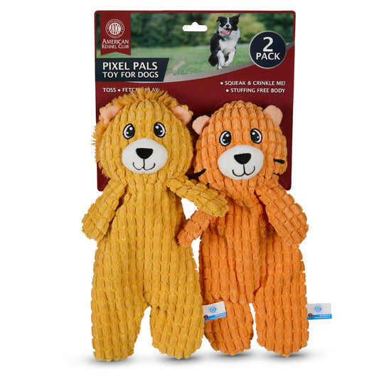 Akc 2 Pk Medium Pixel Tiger And Lion Animal Toy Set