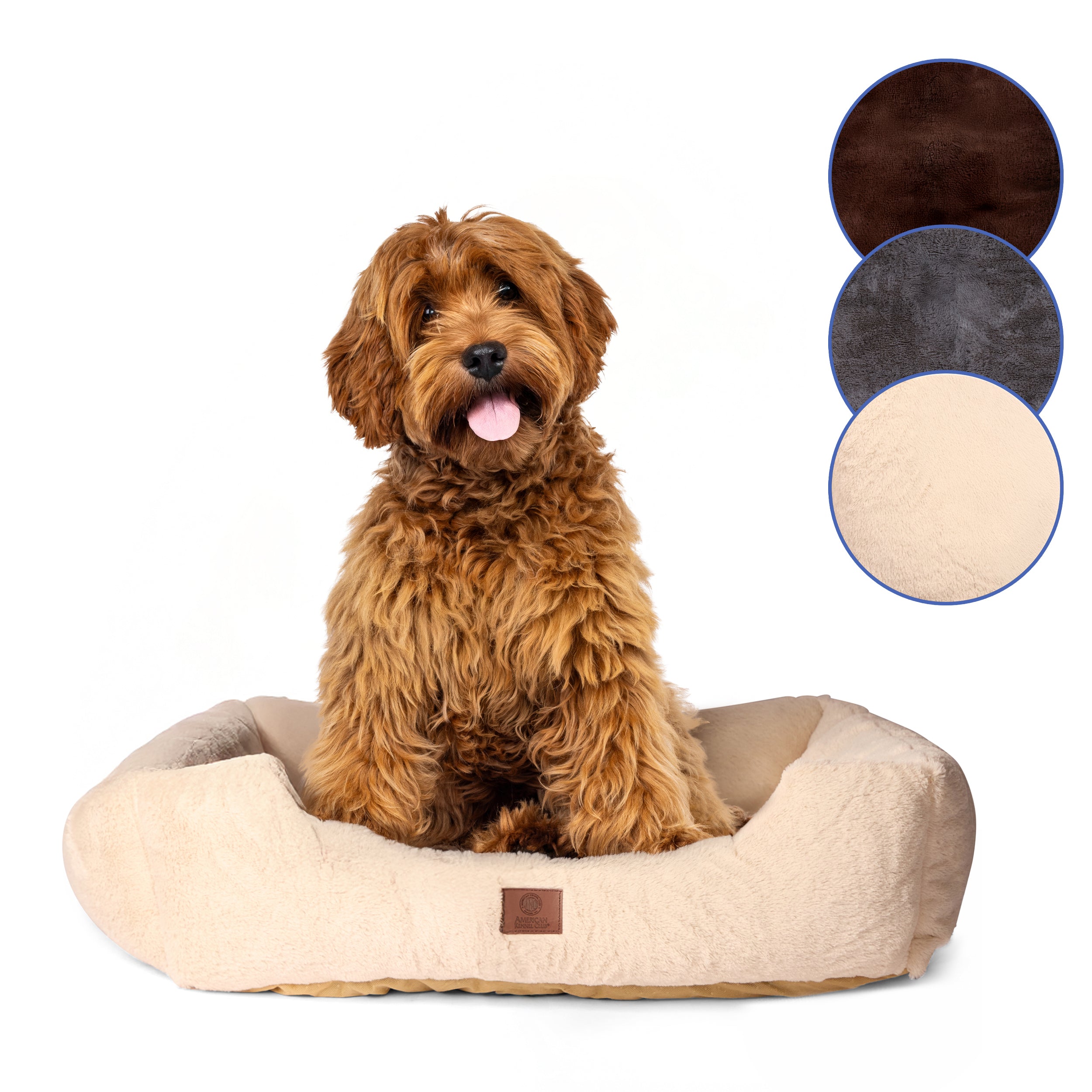 Akc Plush 30" Cuddler Pet Bed Rolled Package Beige