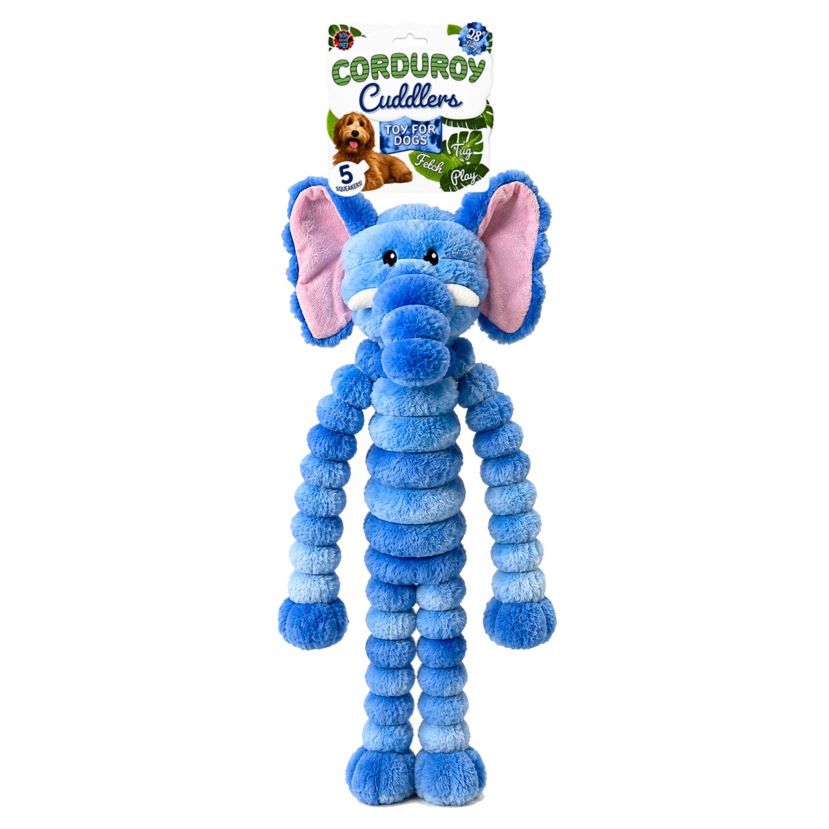 Bow Wow Xl Corduroy Elephant With Squeaker Stuffed Dog Toy