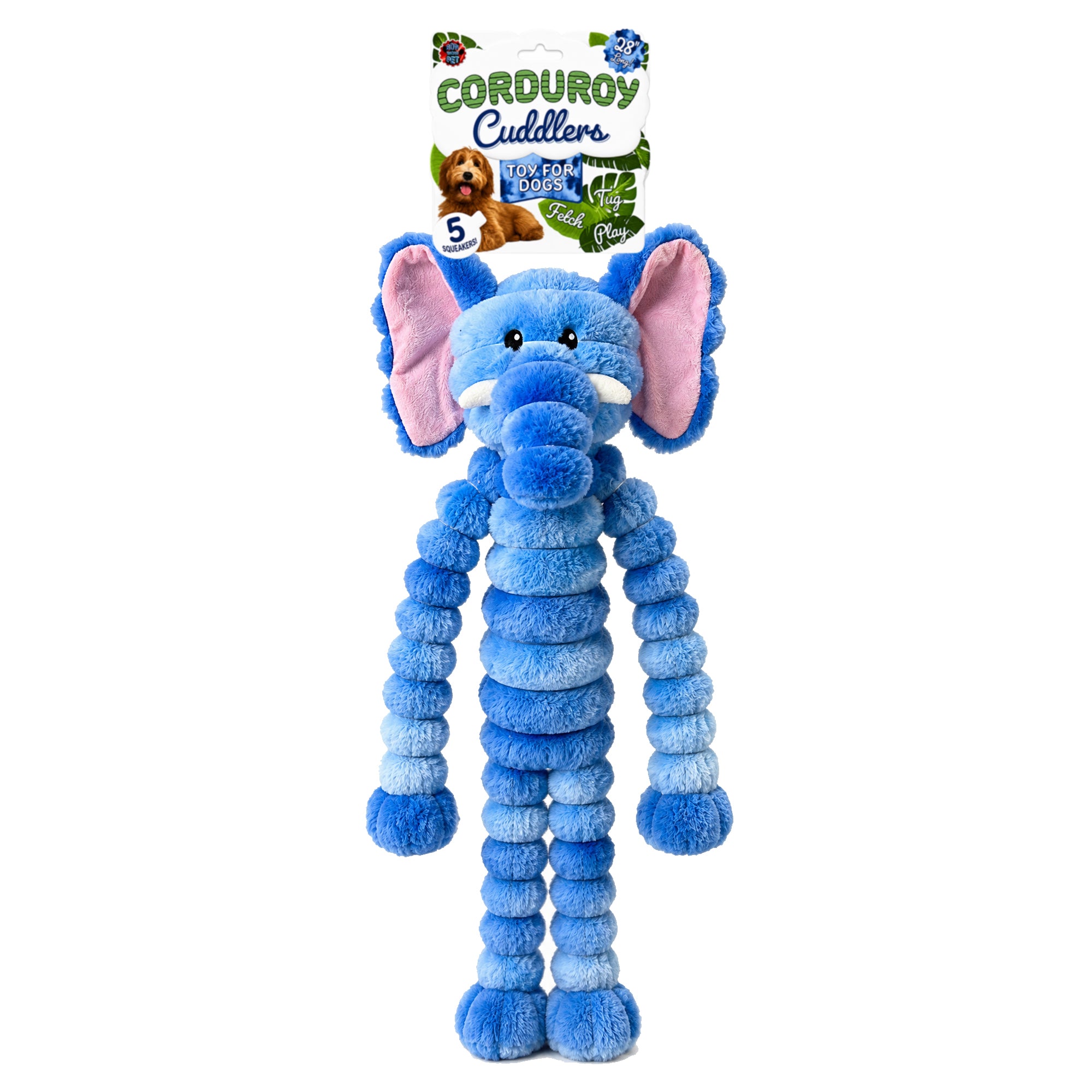 Bow Wow Xl Corduroy Elephant With Squeaker Stuffed Dog Toy