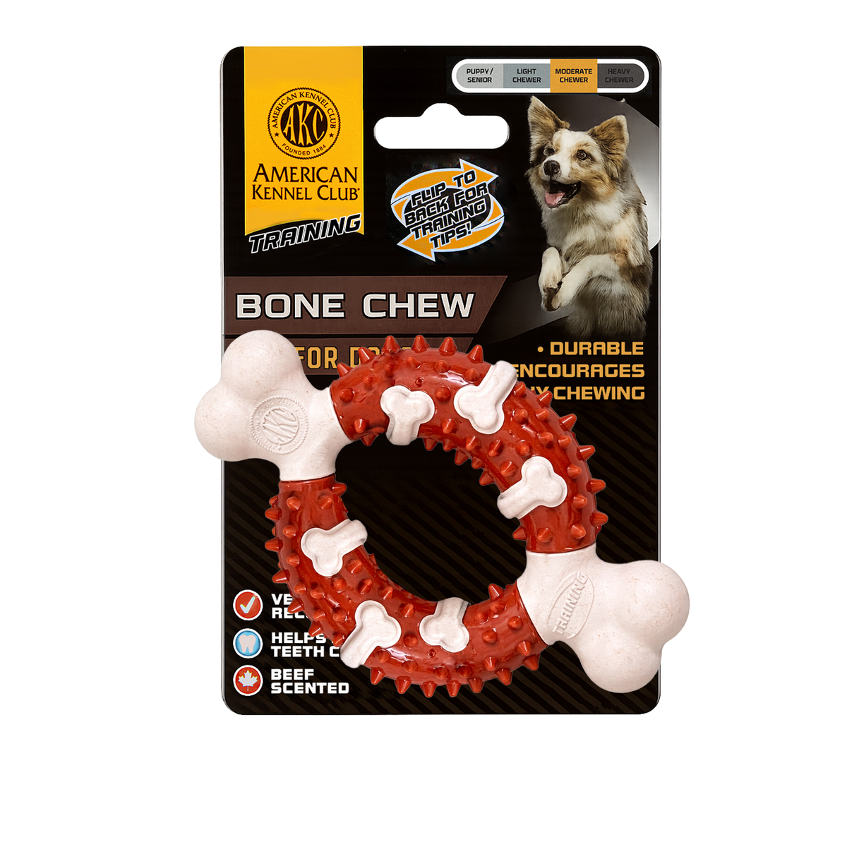 Akc Training Pp Wood Chip Bone With Ring Center And Tpr Spikes