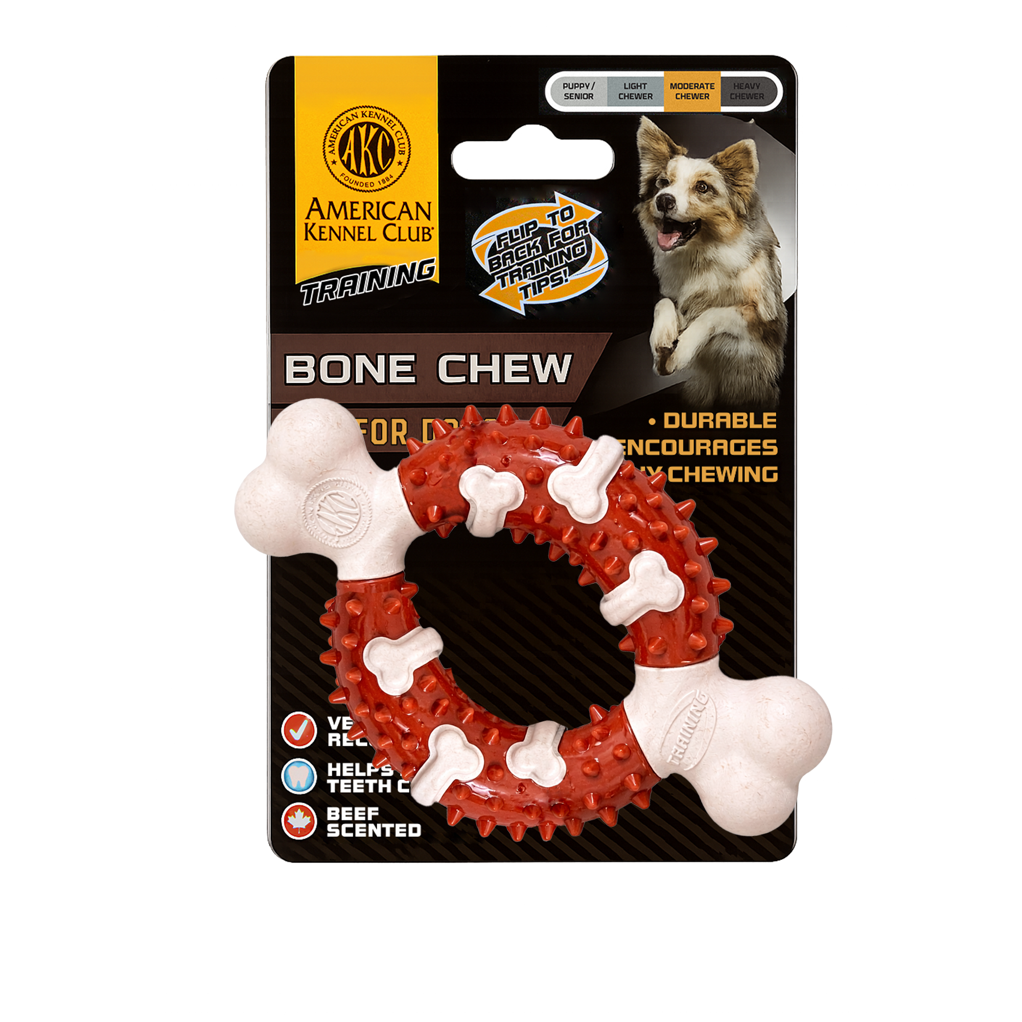 Akc Training Pp Wood Chip Bone With Ring Center And Tpr Spikes
