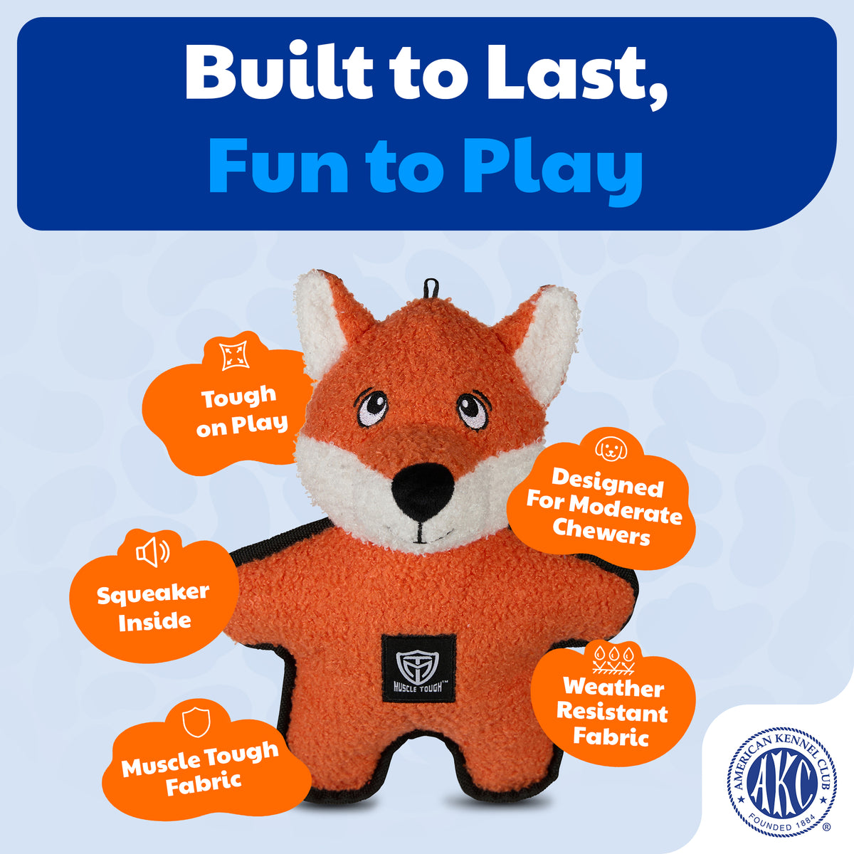 Akc Muscle Tough Fox Plush Dog Toy