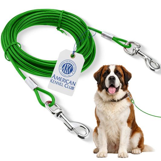 Akc Heavy Duty Tie Out Cable 6Mm X 20Ft Green