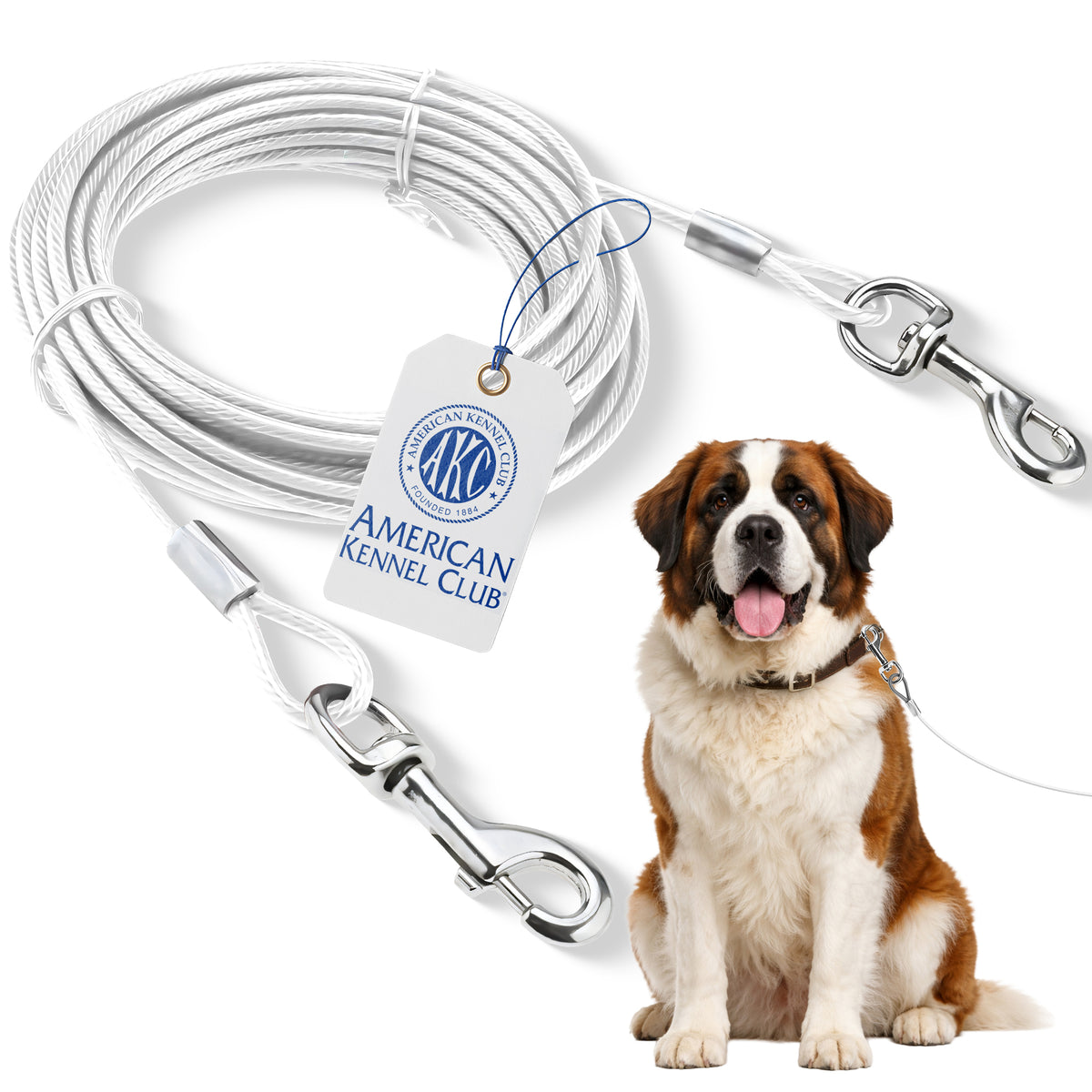 Akc Heavy Duty Tie Out Cable 6Mm X 20Ft Silver