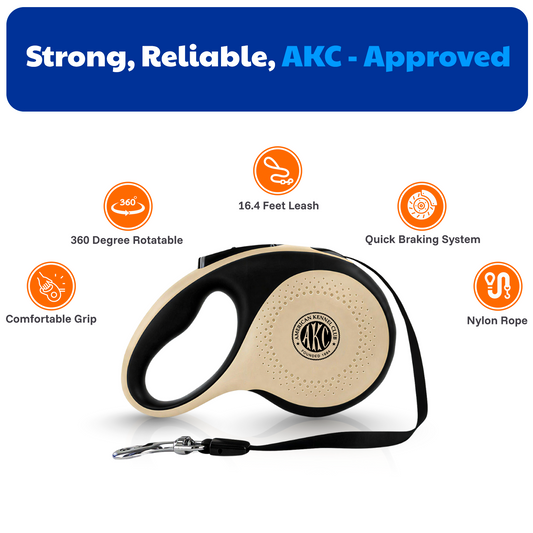 Akc X-Large Heavy Duty Retractable Leash 110 Lbs 16.4Ft Tan
