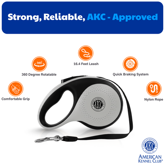 Akc Large Heavy Duty Retractable Leash 66 Lbs 16.4Ft Gray