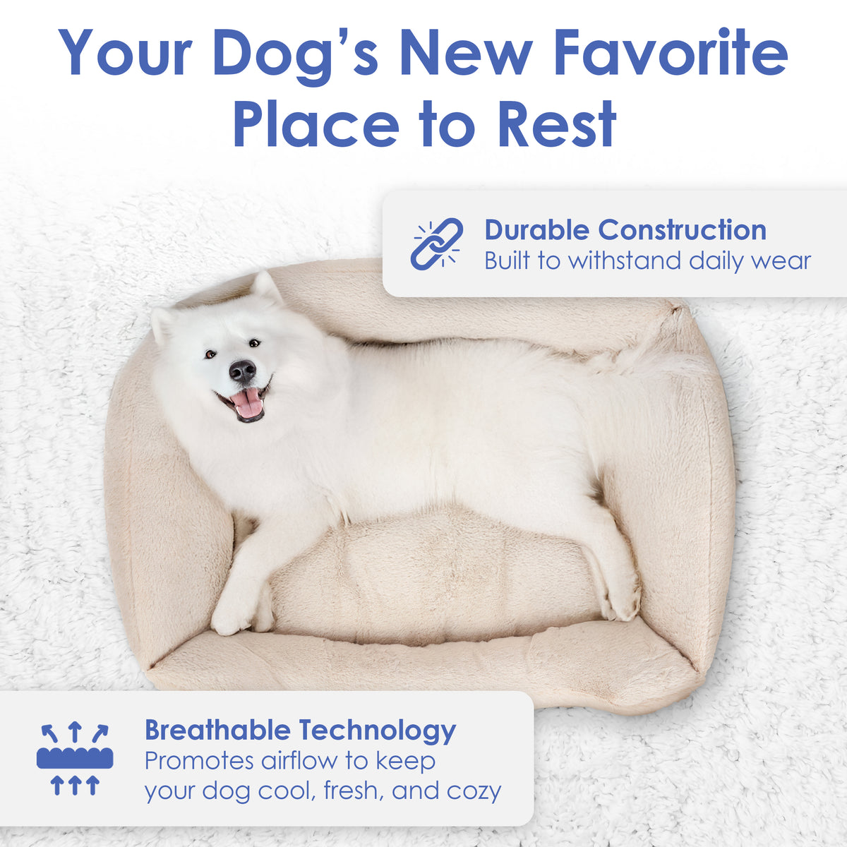 Akc Plush 30" Cuddler Pet Bed Rolled Package Beige
