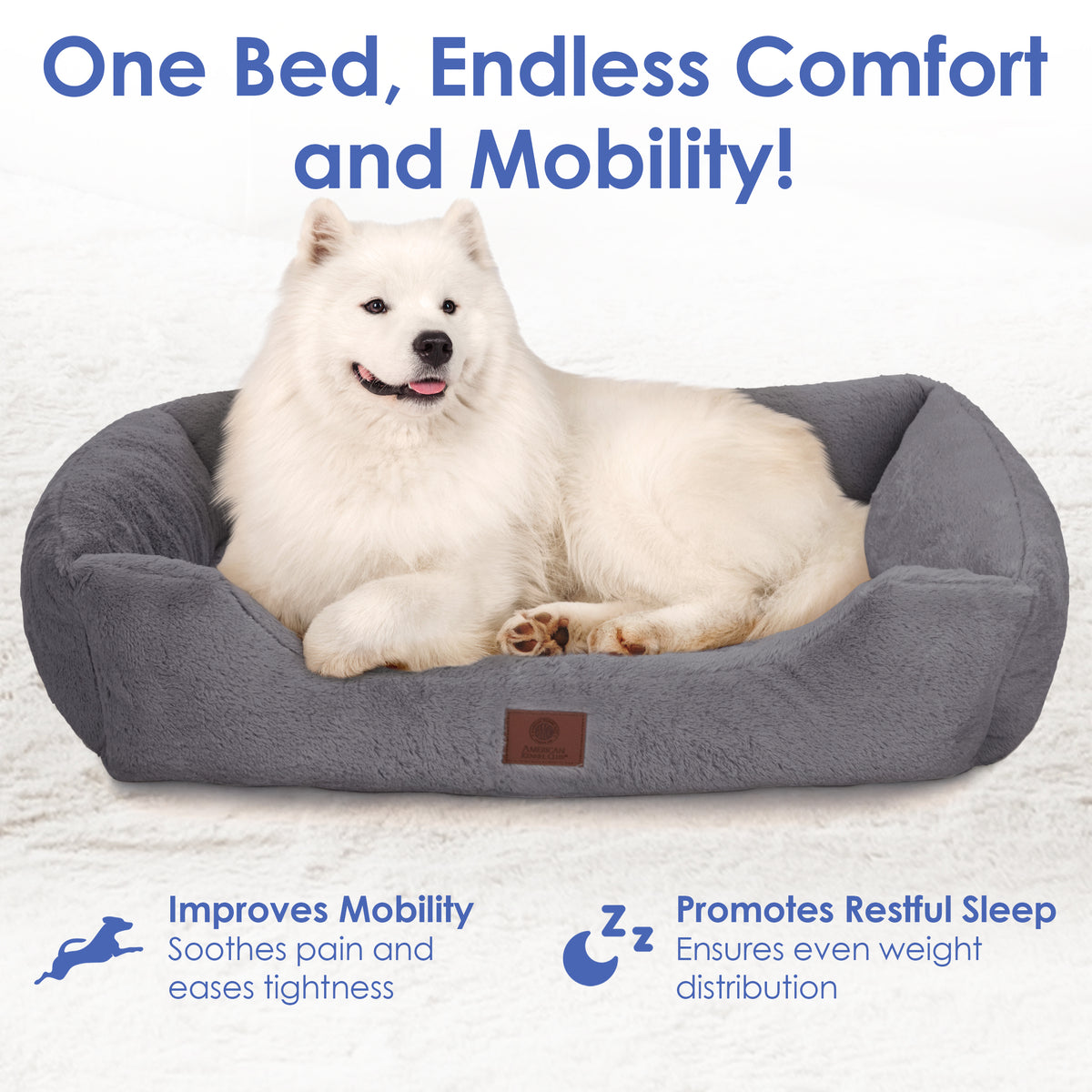 Akc Plush 30" Cuddle Pet Bed Rolled Package Gray