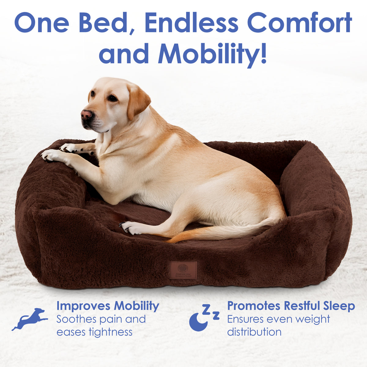 Akc Plush 25" Cuddler Pet Bed Rolled Package Brown