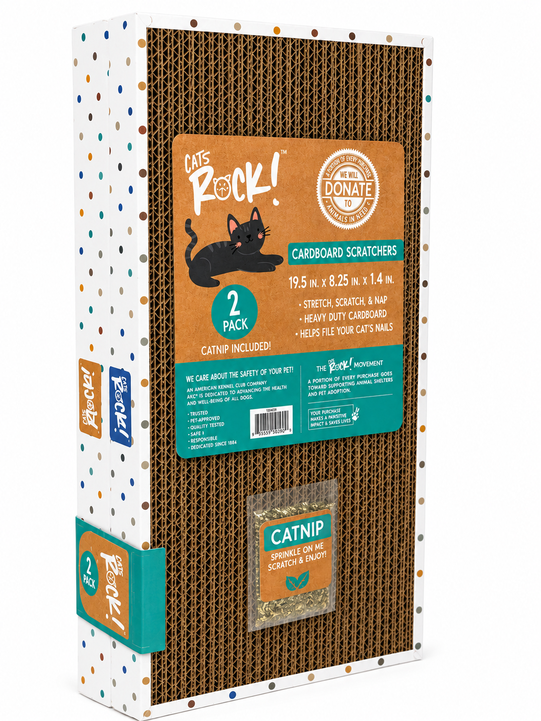 Cats Rock 2 Pk Rectangle Scratcher Dots