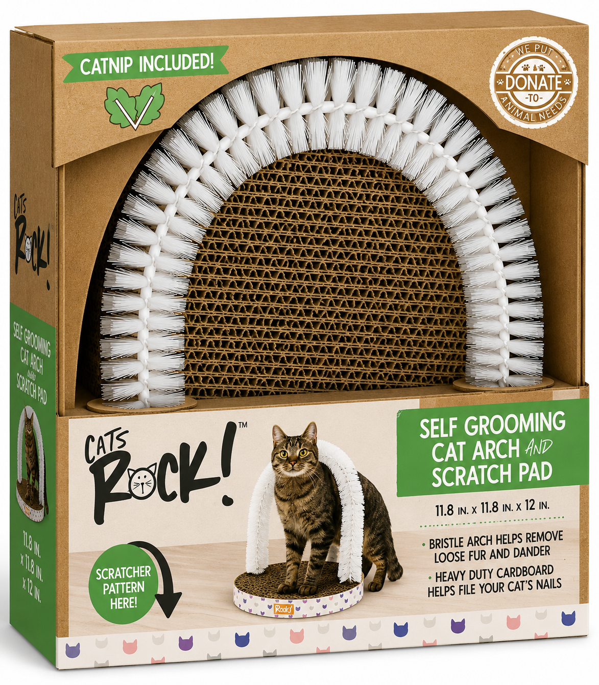 Cats Rock Cat Scratch Pad With Wire Brush And Catnip Rainbow Cats