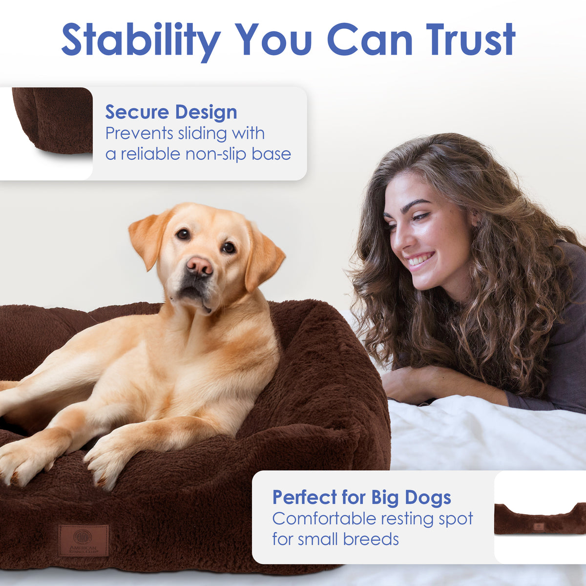 Akc Plush 30" Cuddler Pet Bed Rolled Package Brown