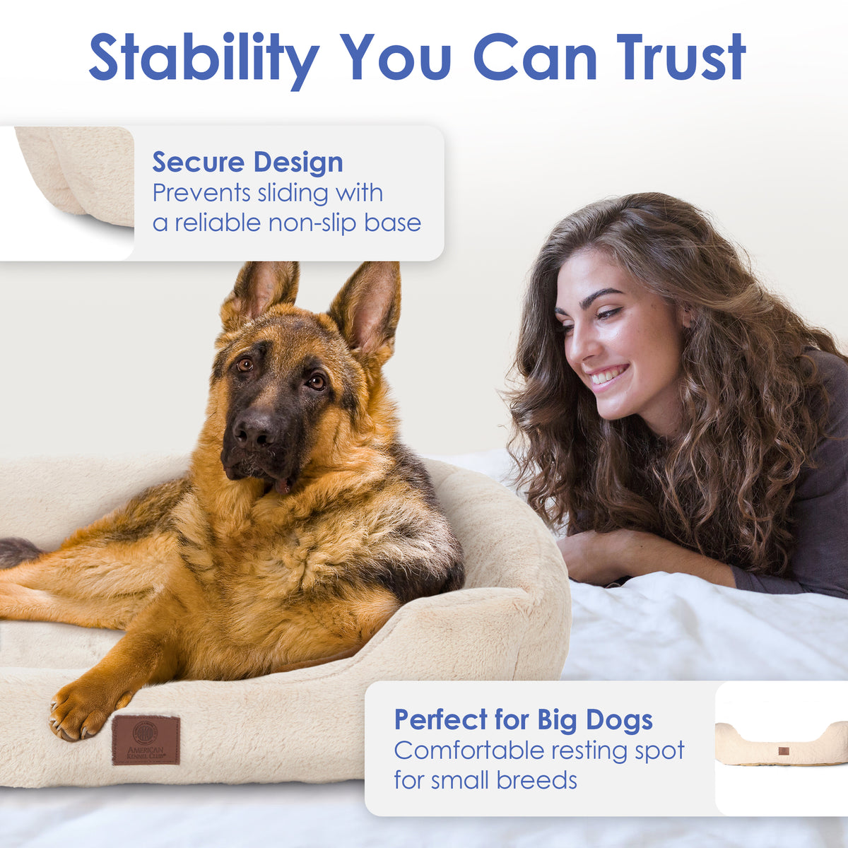 Akc Plush 25" Cuddler Pet Bed Rolled Package Beige