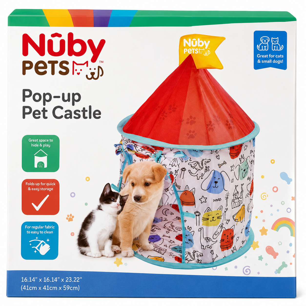 Nuby Foldable Indoor Pet Tent With Hanging Ball Blue