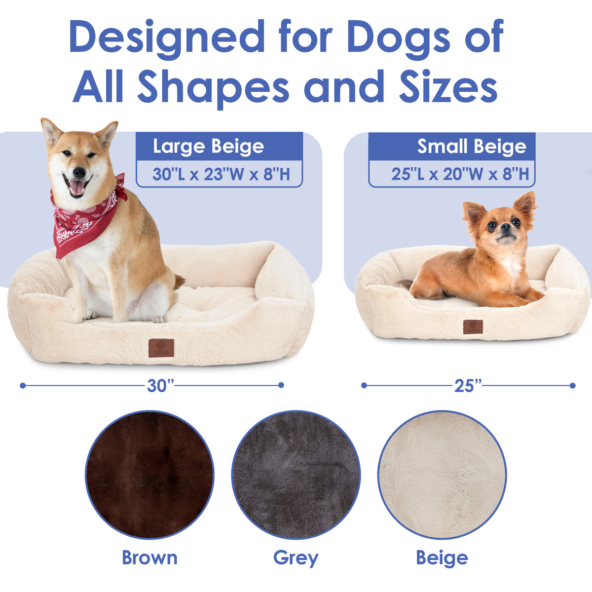 Akc Plush 30" Cuddler Pet Bed Rolled Package Beige