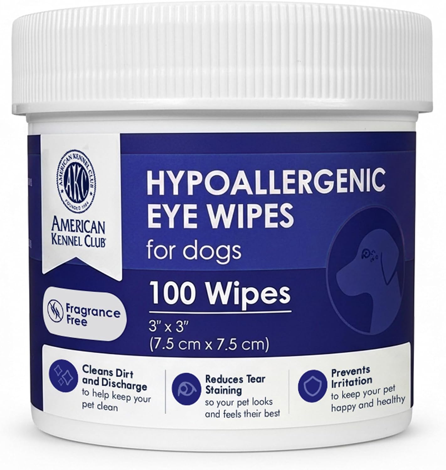 Akc 3*3" Pet Eye Wipes Unscent 100 Count
