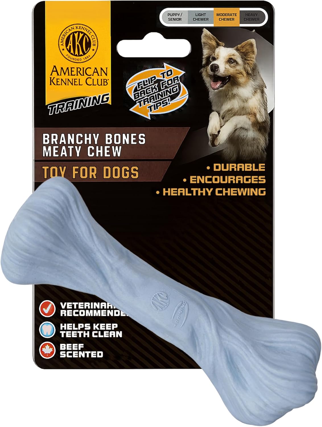 Akc Training Pp Large Bone Dog Toy Blue