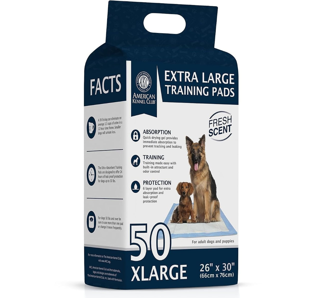 Akc 30X26" Large Puppy Pad 50Ct Fresh Scent